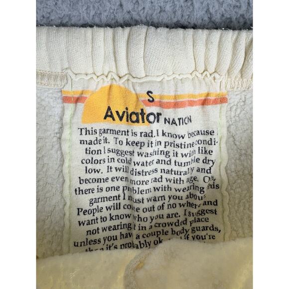 Aviator Nation Sweatpants Women’s Small Ivory Black Thunderbolt Lounge Jogger - Picture 3 of 12